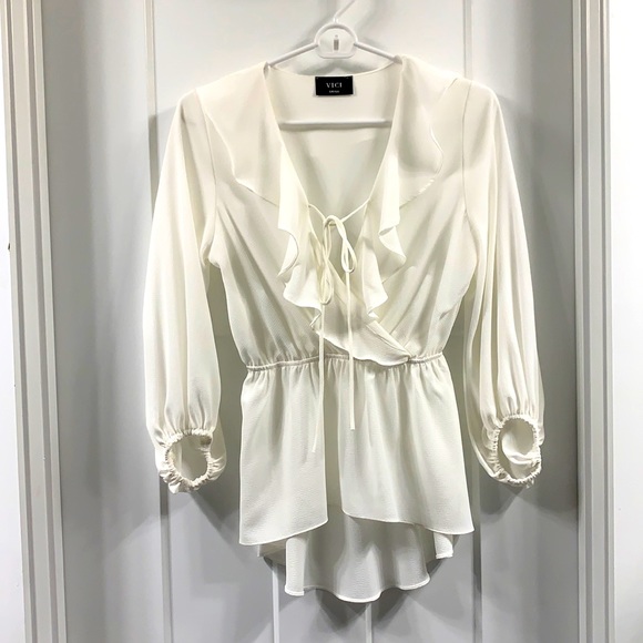 Vici Tops - Vici Mist of Times High Low Ruffle Blouse White